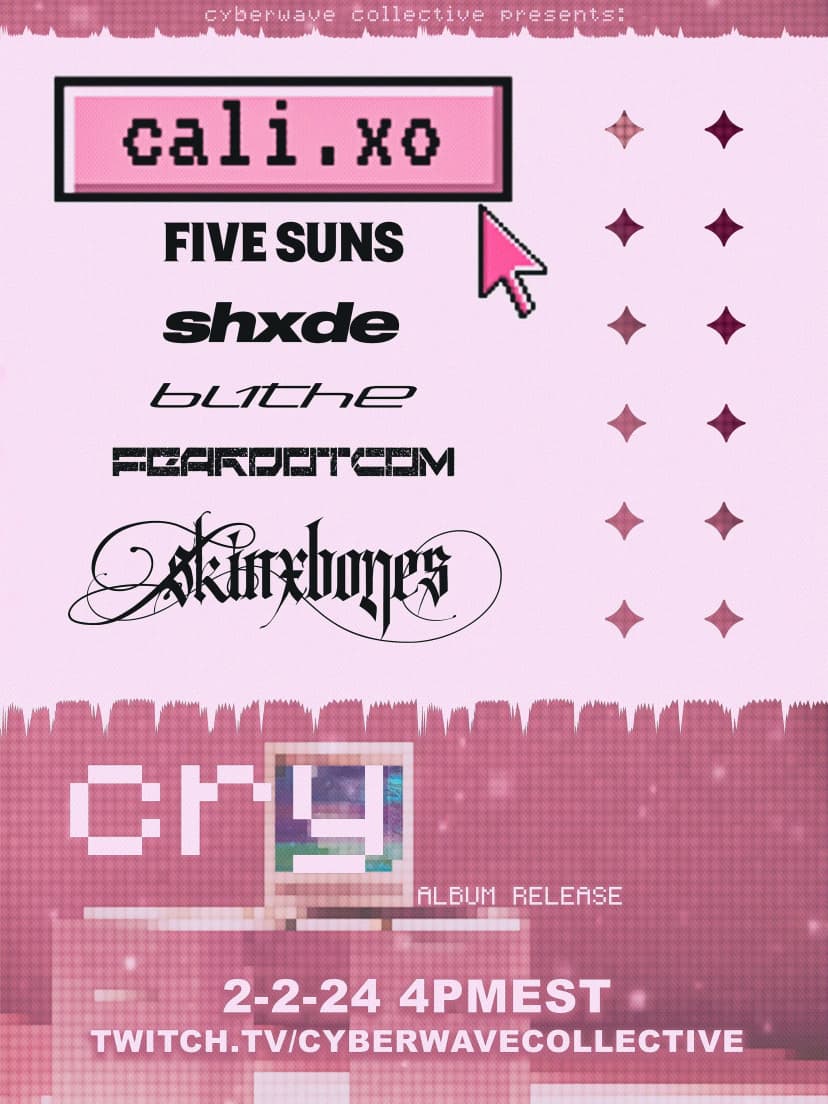 Flyer for cali.xo "cry" Album Listening Party